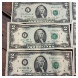 10 x Two Dollar Banknotes :: Federal Reserve Notes:  all from 1976 in crisp condition