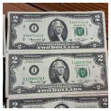 10 x Two Dollar Banknotes :: Federal Reserve Notes:  all from 1976 in crisp condition