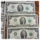 10 x Two Dollar Banknotes :: Federal Reserve Notes:  all from 1976 in crisp condition