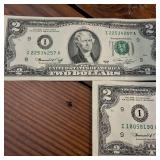 Large Lot (5 Notes) :: Series 1976 $2 Federal Reserve Notes  crisp, clean!