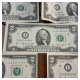 Large Lot (5 Notes) :: Series 1976 $2 Federal Reserve Notes  crisp, clean!