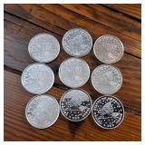 Lot of 9 Bullion Coins (BU) :: 1 troy oz .999 Fine Silver :: Made in USA ::  Liberty