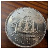 Lot of 4 Canada Dollars :: 80% silver :: 36mm (23.31 grams) :: Years 1949, 1954, 1957, 1959