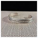 Sterling Silver Cuff - Band - Bracelet - Moon & Stars Stamped - Mexico - .925 Sterling Silver, 14.57g