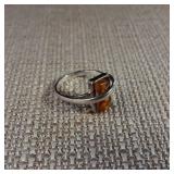 Sterling Silver Ring - Possibly Amber - Size 8.25 - 3.1g