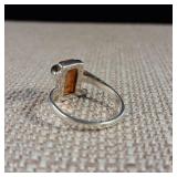 Sterling Silver Ring - Possibly Amber - Size 8.25 - 3.1g