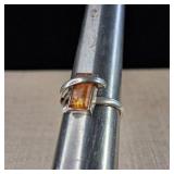 Sterling Silver Ring - Possibly Amber - Size 8.25 - 3.1g