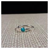 Sterling Silver - Turquoise 'Stacker' ring - 6mm stone - 1.4g