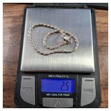 Quality Italy Made - 7inch - Rope Chain Bracelet - '070' Gauge = 3-3.5mm wide - 2.5g .925 Silver
