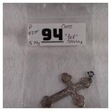 BELL Sterling - Stamped Silver Cross - 2.25inches tall - 5.79g - .925
