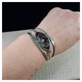 Vintage - Abalone Inlay - Alpaca Mexico (Nickel-silver) Bracelet  Nice!