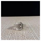 Belt - Buckle Ring - Sterling Silver covered in many stones! - Size 7  3.3g :: Stamped .925