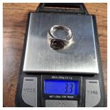 Belt - Buckle Ring - Sterling Silver covered in many stones! - Size 7  3.3g :: Stamped .925