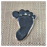 Large 2inch Footprint Pin/Brooch - .925 - Sterling Silver - 17.2g - Great Baby Shower Gift!
