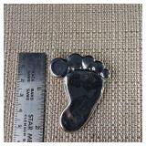 Large 2inch Footprint Pin/Brooch - .925 - Sterling Silver - 17.2g - Great Baby Shower Gift!