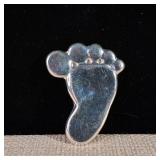 Large 2inch Footprint Pin/Brooch - .925 - Sterling Silver - 17.2g - Great Baby Shower Gift!