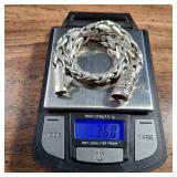 Large MENS - Sterling Link Bracelet - Awesome Key style security clasp -  36g  Stamped 925