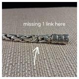 Large MENS - Sterling Link Bracelet - Awesome Key style security clasp -  36g  Stamped 925