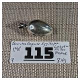 Decorative Engraved Egg Shaped Locket - Pill Container - 1 5/8inch - 8.4g - Sterling Silver
