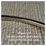 Vintage - Abalone & Mother of Pearl 'Palm Tree' Inlay Bracelet - Alpaca Mexico (Nickel-silver)