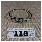 Vintage - Abalone & Mother of Pearl 'Palm Tree' Inlay Bracelet - Alpaca Mexico (Nickel-silver)