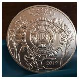 2019 American Legion 100th Anniversary Silver Dollar :: 26.73 grams of .999 fine silver