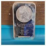 Sunshine Mint 1 Troy Ounce .999 Fine Silver Bar