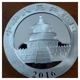 1 Oz. .999 Silver Bullion  2016  10 Yuan Face Value Panda  Excellent Condition