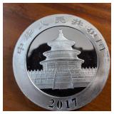 1 Oz. .999 Silver Bullion  2017  10 Yuan Face Value Panda  Excellent Condition
