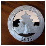 30Gram .999 Silver Bullion  2021  10 Yuan Face Value Panda  Excellent Condition