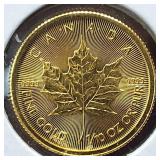 2015 Canada 1/10 oz Gold Maple Leaf 0.9999 fine (24-karat) gold bullion coin :: $5 CAD face value :: (BU)