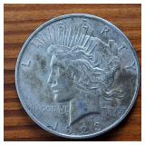1923-D Peace Dollar 90% Silver, 26.73 grams :: circulated :0.77344 troy ounces silver