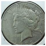 1923-S Peace Dollar 90% Silver, 26.73 grams :: Circulated :0.77344 troy ounces silver :: Nice!