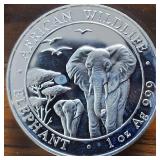 2021 Somali Silver Elephant (1 oz, .9999 fine) :: Rare! :: (BU) - 100 Shillings  Highly Collectible