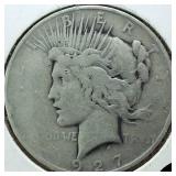 1927-D Peace Dollar 90% Silver, 26.73 grams :: Circulated condition :0.77344 troy ounces silver