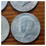 Lot of 4: 1964 Kennedy Half Dollars :: 90% silver ::  .3617 troy ounces silver in each coin :: $2 Face Value