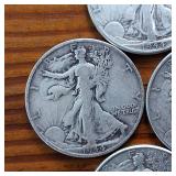 Lot of 4: 1944 Walking Liberty Half Dollars :: Circulated 90% Silver (4 coins  2 dollar face value)
