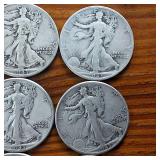 Lot of 10: 1944 Walking Liberty Half Dollars :: Circulated 90% Silver (10 coins  5 dollar face value)