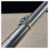 Natural stone - Sterling Ring -  Possibly Vintage Navajo style with Green Turqouise - Sz 5.75