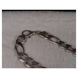 Heavy BLING! - HUGE Vintage Italian Silver Figaro Necklace - AGI :: 139.2g