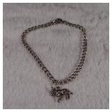 Silver Chain Bracelet with Donkey charm - 6g - approx 7.5 inch