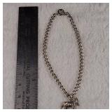 Silver Chain Bracelet with Donkey charm - 6g - approx 7.5 inch