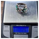 Sterling & Turquoise Ring with Center stone - Size 6  2.6g