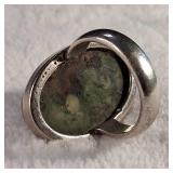 Very Heavy Duty Sterling Ring with Stunning large natural stone - It's a MUST SEE!