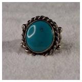 Small size - Heavy Sterling - Turquoise Ring - 8.2g  Nice!