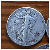 Lot of 5 Coins: 1941-1945 Walking Liberty Half Dollar Sequential Collection  90% Silver ($2.5 Face Value)