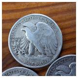 Lot of 5: 1941-45 Walking Liberty Half Dollars :: Circulated 90% Silver :: sequential series
