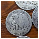 Lot of 5: 1941-45 Walking Liberty Half Dollars :: Circulated 90% Silver :: sequential series