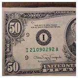 Fancy Note: Crisp 1990 $50 FRN 'Bleed Through' (Back to Front) :: Also a Full House :: RARE!