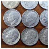 Lot of 20: Various Years Roosevelt Dimes :: 90% silver in circulated condition, 2 Dollar Face Value